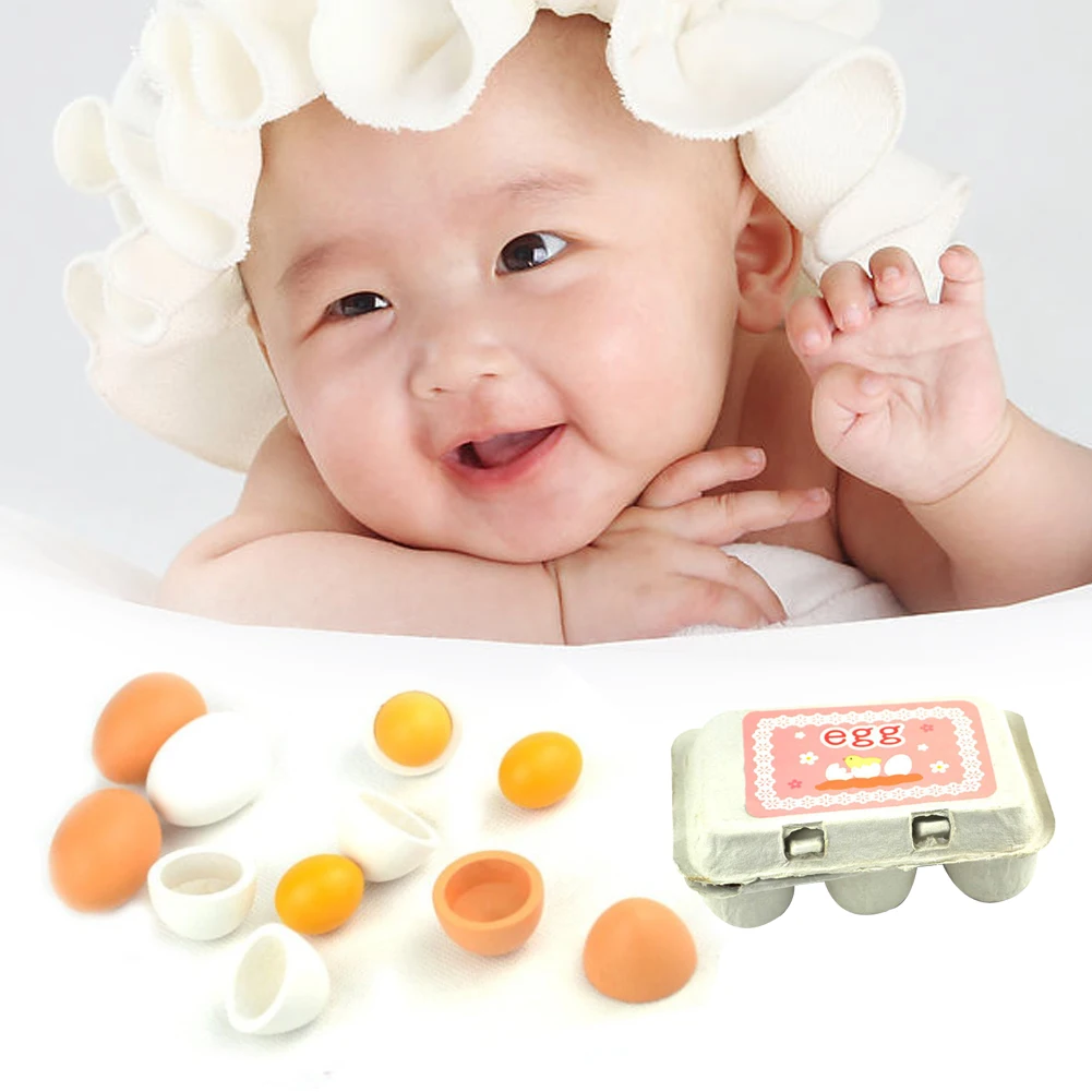 

Kid Pretend Play Toy Set Wooden Eggs Yolk Kitchen Food Fun Kid Activity Games Toys Baby Children Xmas Gift