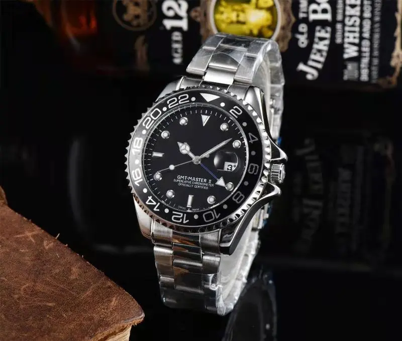 

Dropshipping Luxury Watch Master GMT Stainless Steel Fashion Men Japan Quartz Role watch Rotate Wrist watch Clock reloj hombre
