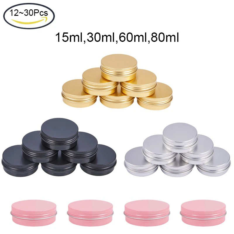 

5~30pcs 10-80ml Pink Tin Cans Screw Top Round Aluminum Cans Screw Lid Containers Great for Store