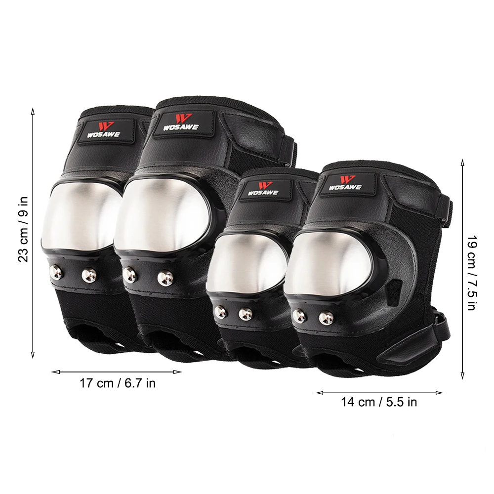 4PCS Set WOSAWE взрослые наколенники для езды на мотоцикле горные защитные шестерни защита для запястья скейтборд, сноуборд Спортивная Налокотник - Цвет: 4PCS Set