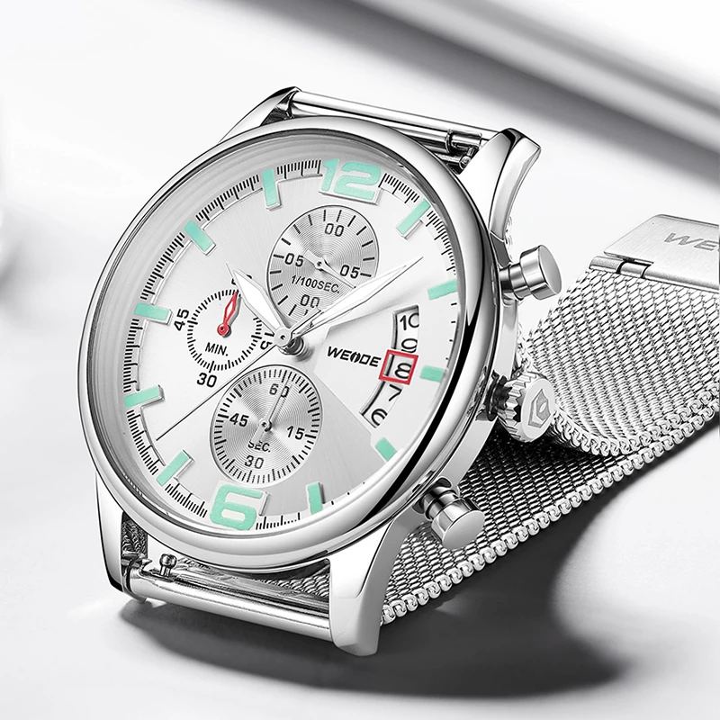 Мужские кварцевые часы WEIDE водонепроницаемые с хронографом спортивные наручные