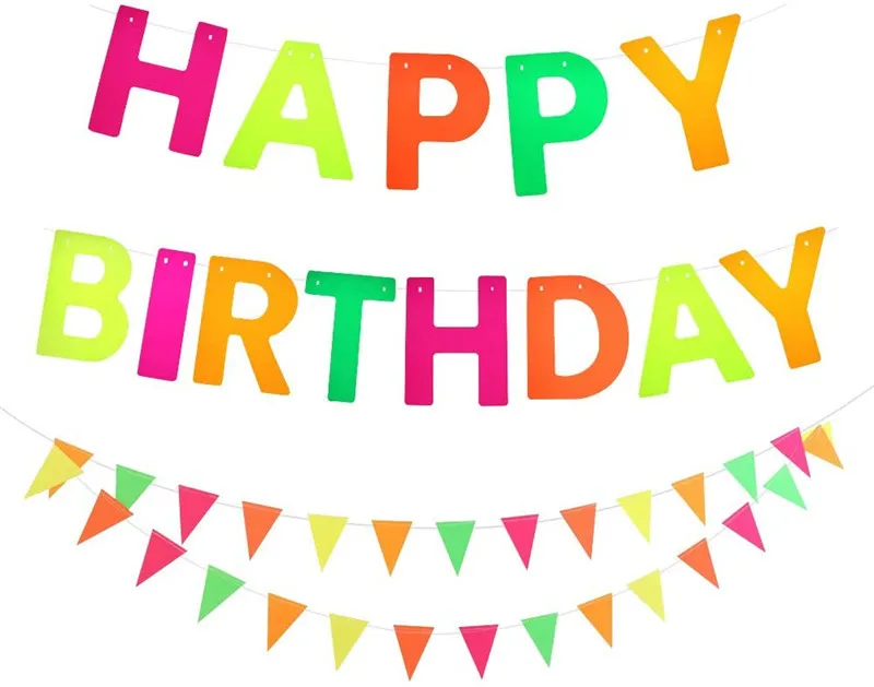 

Luminous Paper Happy Birthday Triangle Banner Flag Set