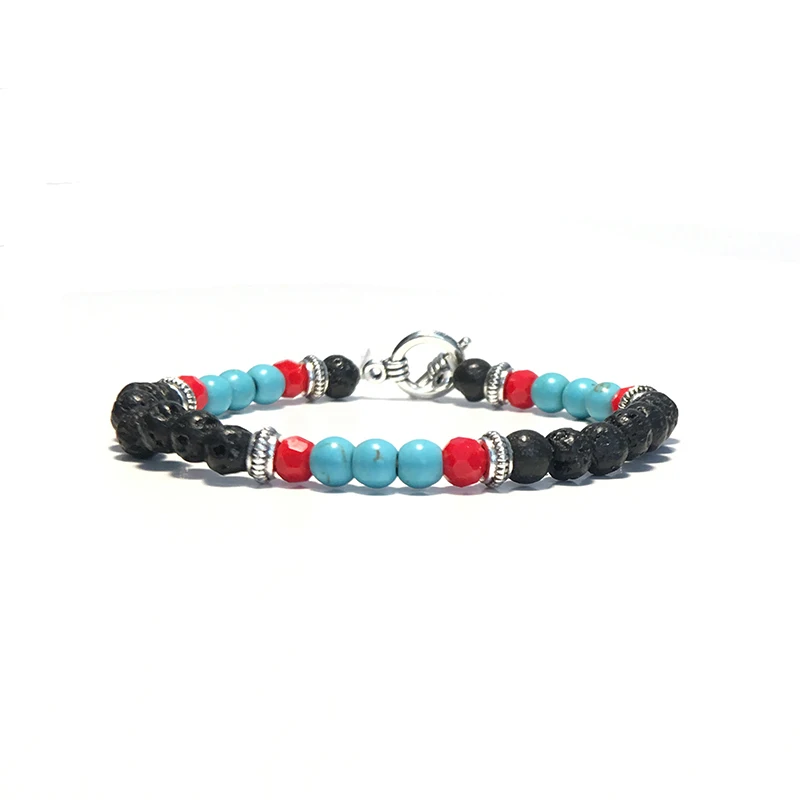 Трендовый мужской браслет из лавы простой крючок Шарм Braclet 6 мм натуральный