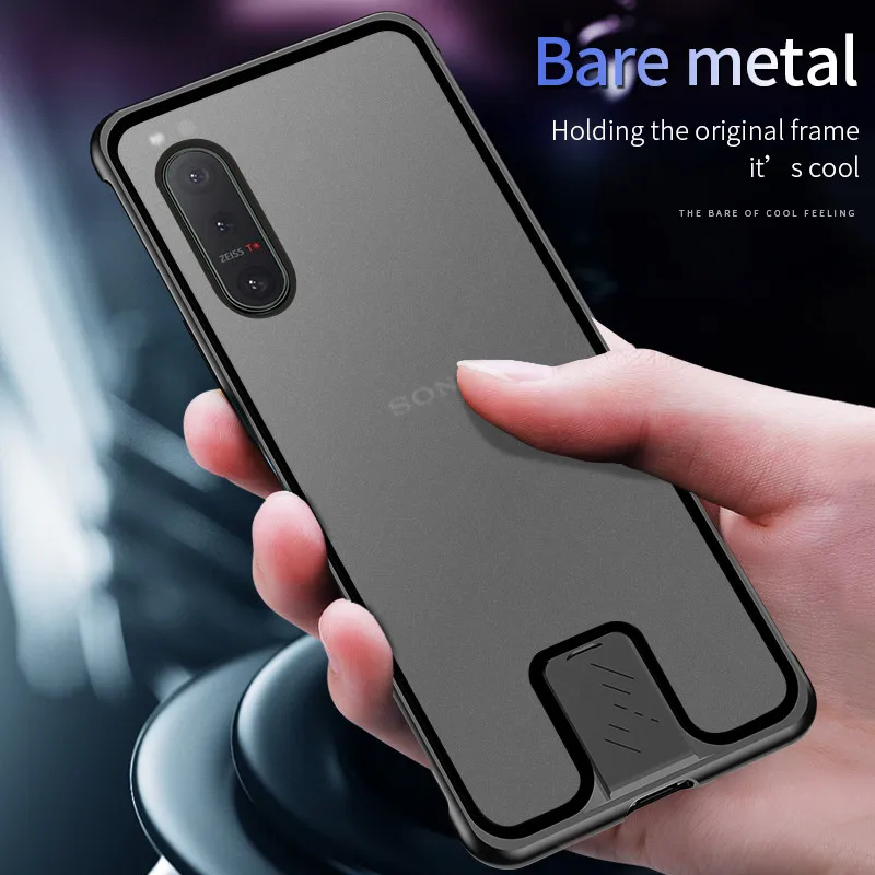 shockproof frameless metal armor phone case for sony xperia 5 ii case push pull matte pc cover funda for sony xperia 1 5 ii case free global shipping