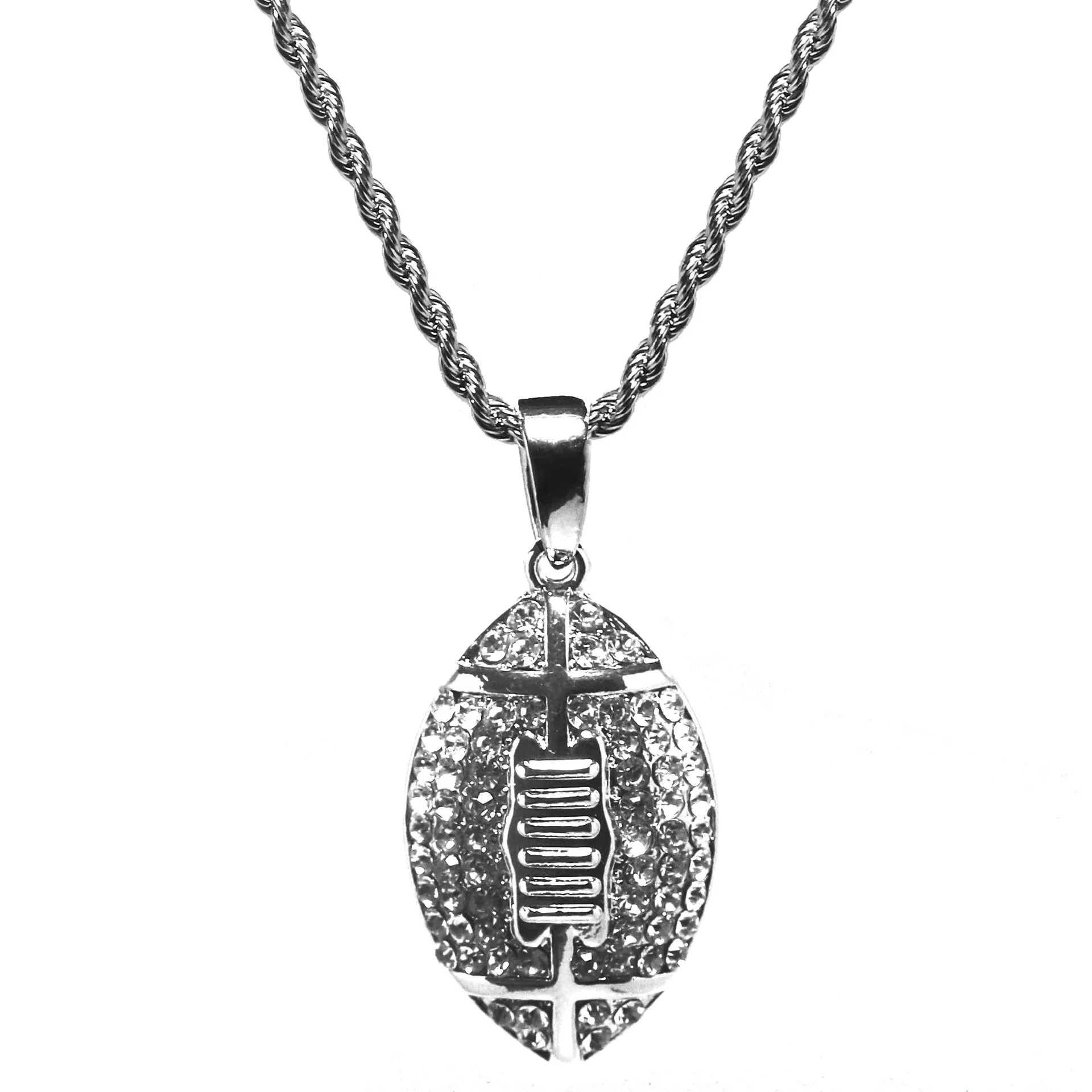 BUDROVKY Rugby Pendant Sports Hip-hop Diamond Set Men's Necklace New Style Hot Ornament Wholesale images - 6