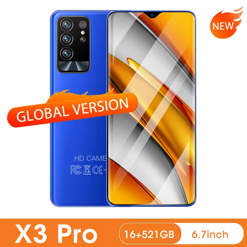 

News X3 Pro Smartphone 6.7 inch Android 16GB 512GB Celulares HD unlocked Telephone 4G 5G Global Version Mobile phones Cell Phone