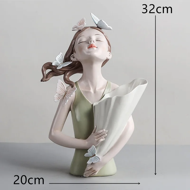 

Modern Resin Cute Girl Statue sculpture crafts Creative flower arrangement Modern Home Decoration accessories Wedding gifts