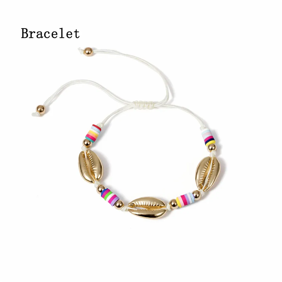 Bracelet IngeSight. Z богемный сплав оболочка браслет на запястье амулет Регулируемая Радуга веревка цепь браслет цепь на запястье для женщин ювелирные изделия - Окраска металла: Bracelet