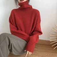 turtleneck cashmere sweater women korean style knitted pullovers autumn winter casual loose solid jumpers sweater 2021