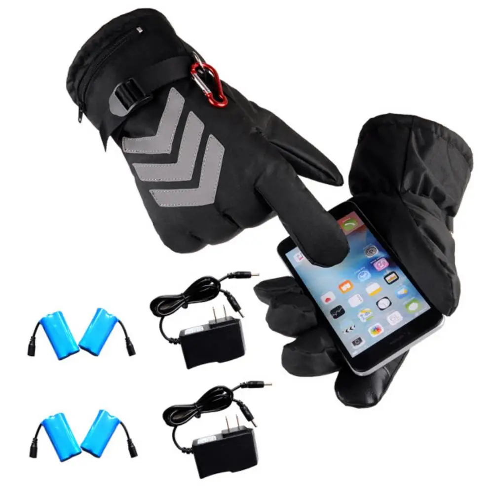 

Motorcycle Heated Gloves Battery Electric Heating Electric Duty Gloves Waterproof Insulated Night Reflective Back Glove US Plugs