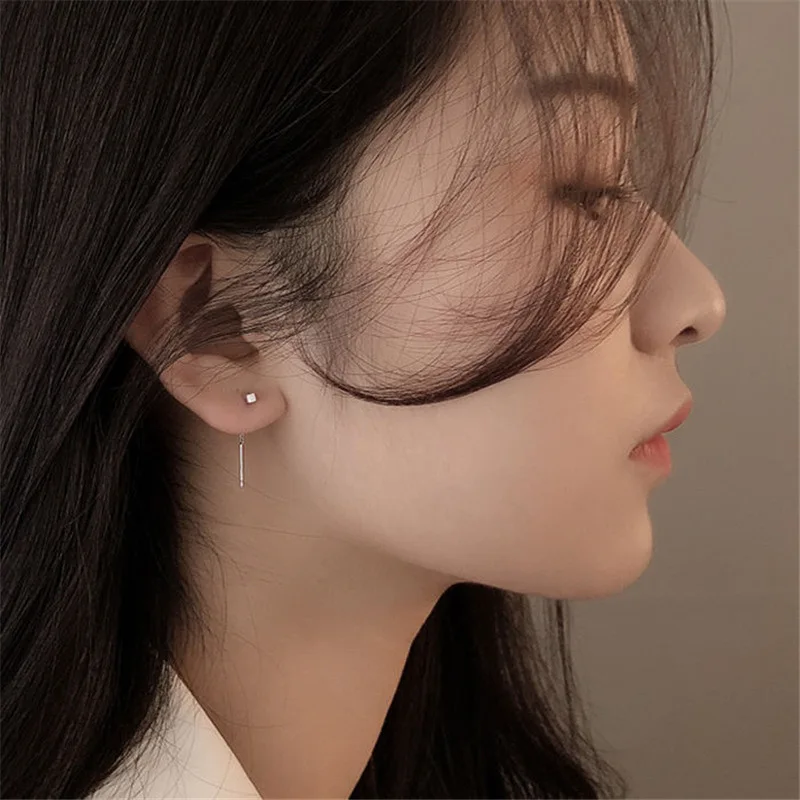 

Korean Dangle Earrings Geometric Block Long Tassel Bar Drop Earrings For Women Minimalism Ear Line Kpop Jewelry Christmas Gifts
