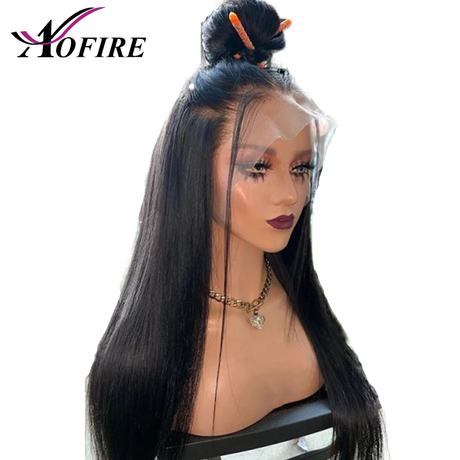 Прозрачное кружево полный шнурок передние человеческие волосы парики прямые