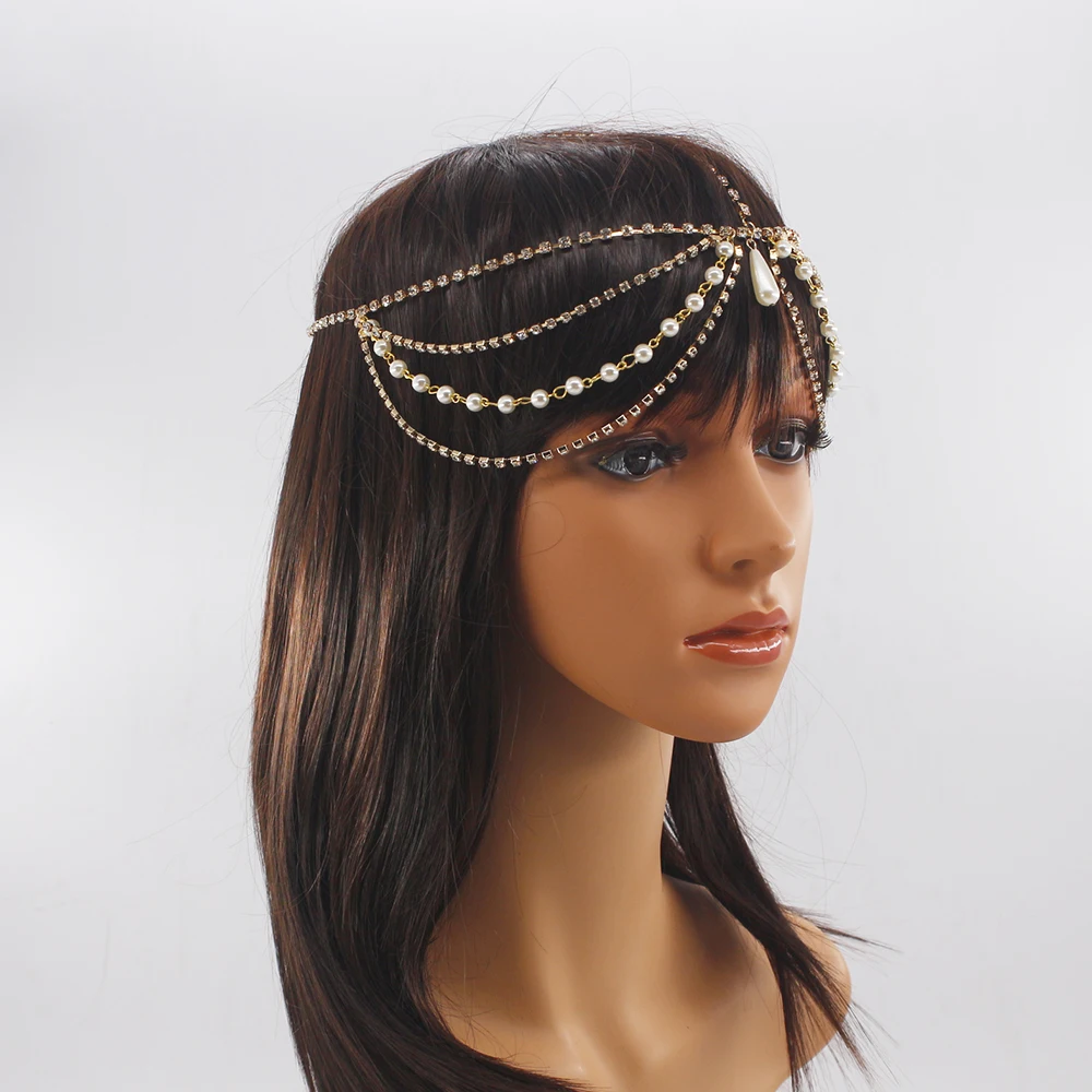 Роскошная Свадебная цепочка для волос на лоб стразы ювелирное украшение свадьбы