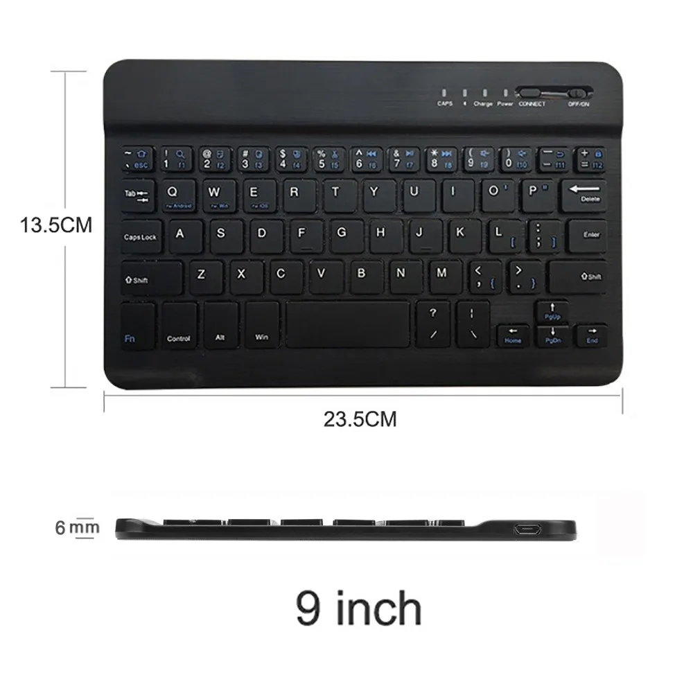 9 inch Black Сенсорная Беспроводная Bluetooth клавиатура для Android планшетного ПК ноутбука Универсальная Портативная Мини Беспроводная Bluetooth клавиатура с тачпадом - Цвет: 9 inch Black