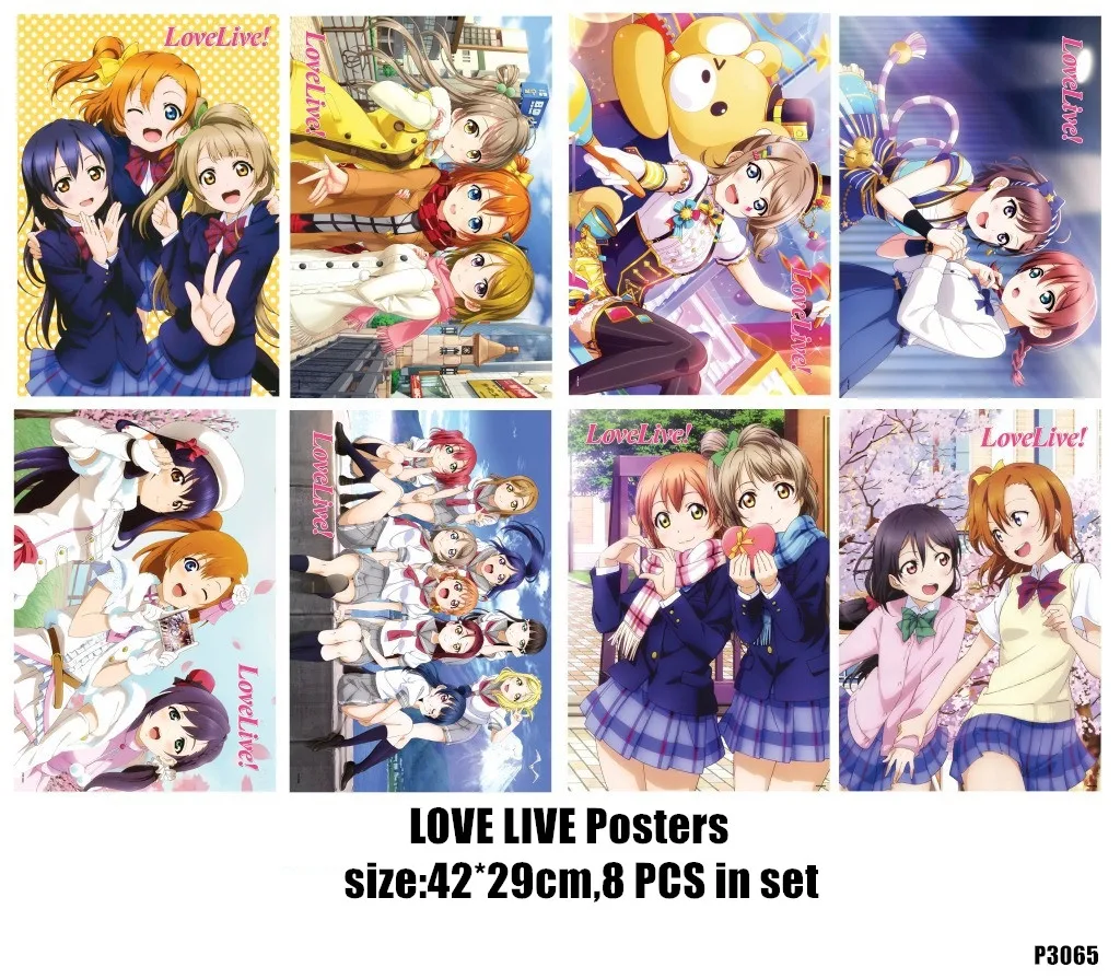 8 шт./лот постеры LoveLive игрушка включает различных картин аниме Love Live постер размер