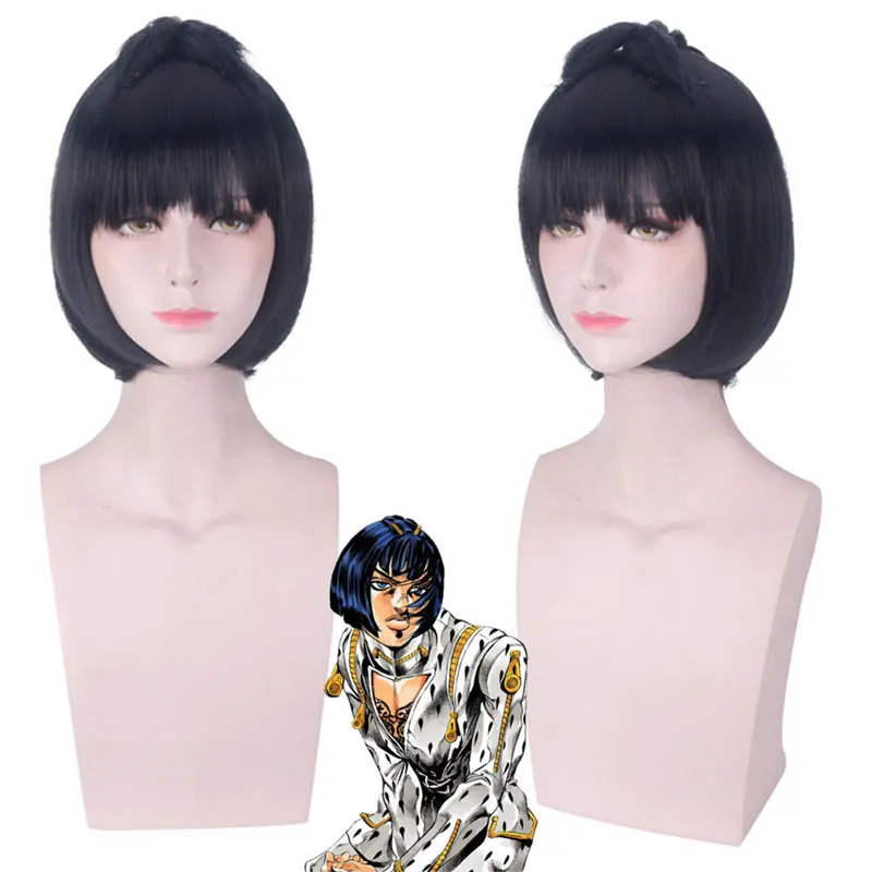 

Anime 30CM JOJO Bizarre Adventure Cosplay Wig Golden Wind Bruno Bucciarati Wig Costume Men Women Halloween Party Wigs