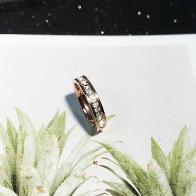 rose gold Yun ruo Роскошные паве Циркон с украшением в виде кристаллов кольцо из розового золота Цвет подарок на день рождения Женская мода Титан Сталь ювелирных изделий никогда не увядает Прямая поставка - Цвет основного камня: rose gold