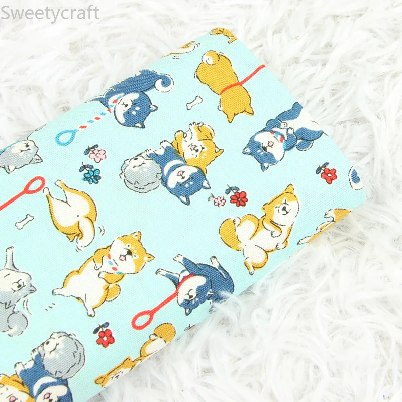 110x45 см Плотная хлопковая ткань по двору Милая животная с принтом Шиба ину tissus telas