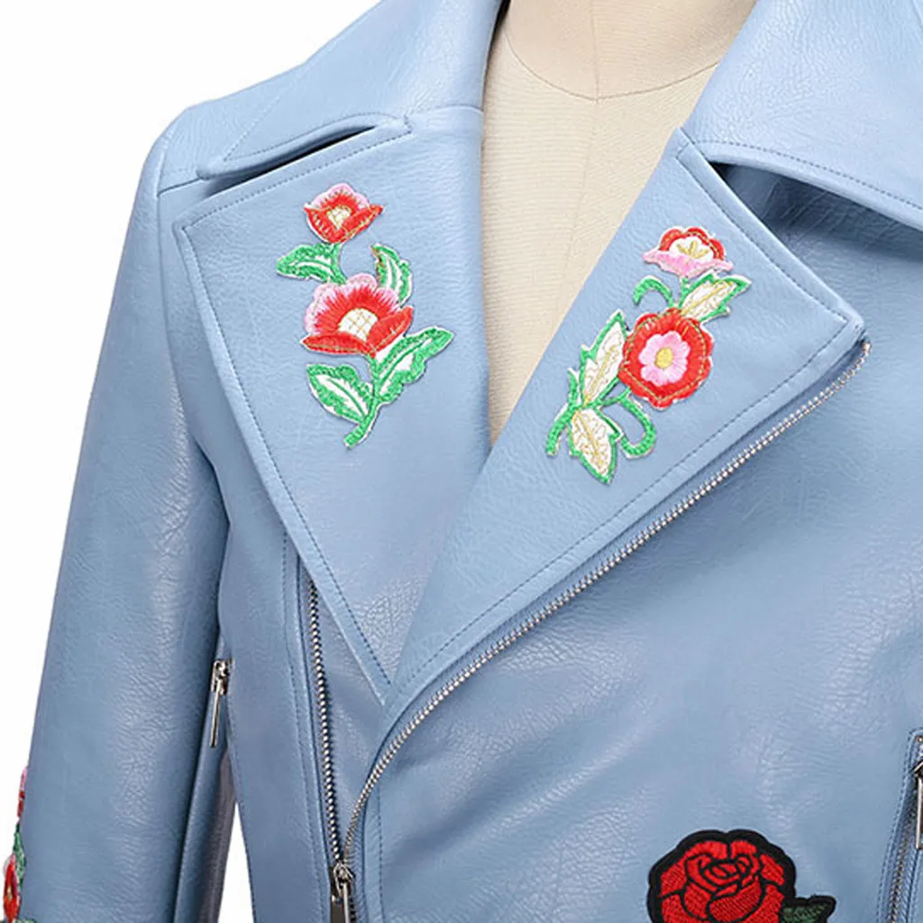 2019 Новое поступление женской куртки Уличная вышитая короткая куртка на молнии