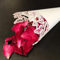 adhesive lace flowers paper petal cones candy holder wedding confetti paper cup 50pcspack diy party decorative acce supplies