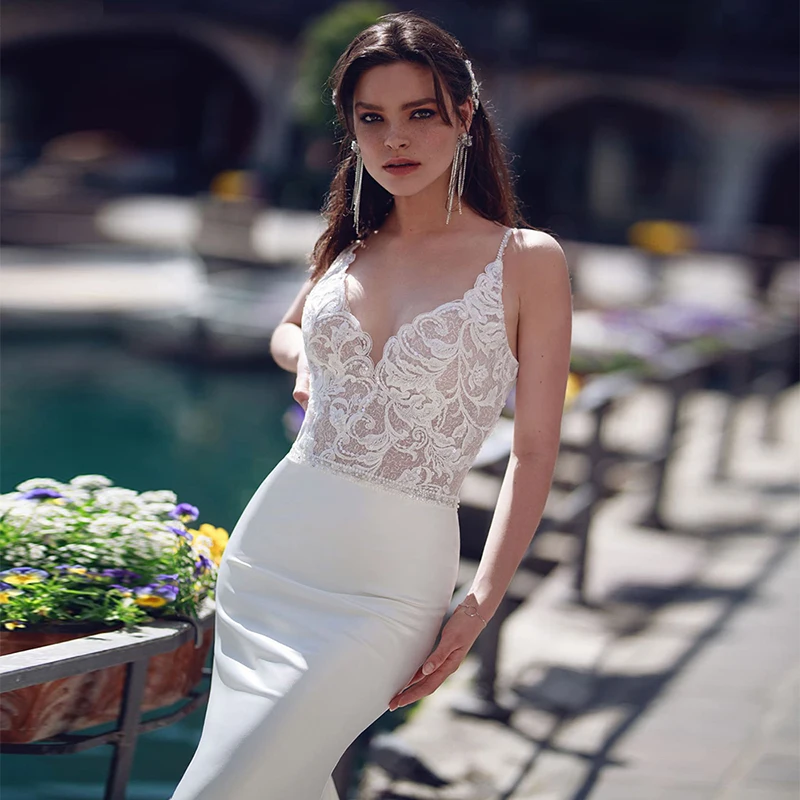 

BAZIIINGAAA Simple Wedding Dress Lace Little Beading Strapless Dress Luxury Wedding Gowns Bridal Can Be Washed Bride Dresses