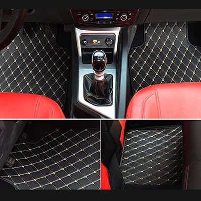 Black with beige Коврик для вспышки Универсальный автомобильный коврик для Toyota Corolla Camry Rav4 Auris Prius Yalis Avensis Alphard 4Runner Hilux highlander foot - Название цвета: Black with beige