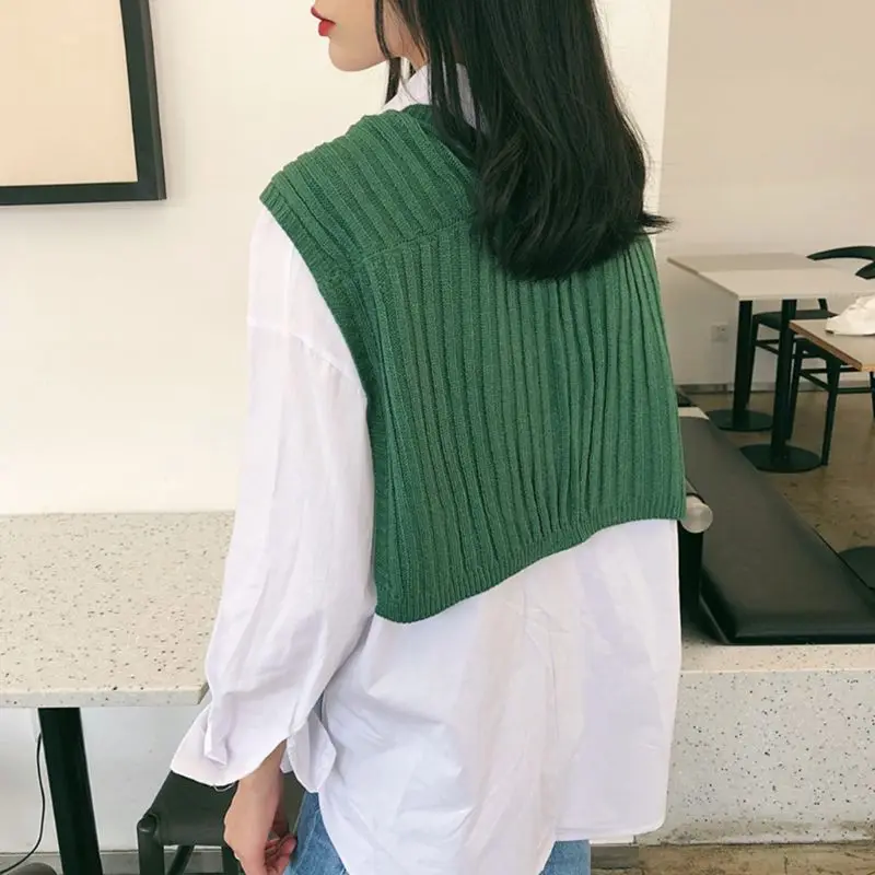 Осенняя Вязаная Шаль в рубчик для женщин и мужчин с искусственным воротником