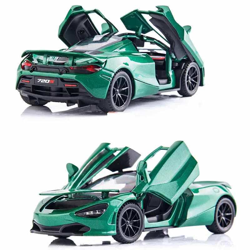 

1:32 Alloy Die Cast Green McLaren 720s Supercar Model Toy Vehicle Simulation Sound Light Pull Back Sports Car Toys Gifts