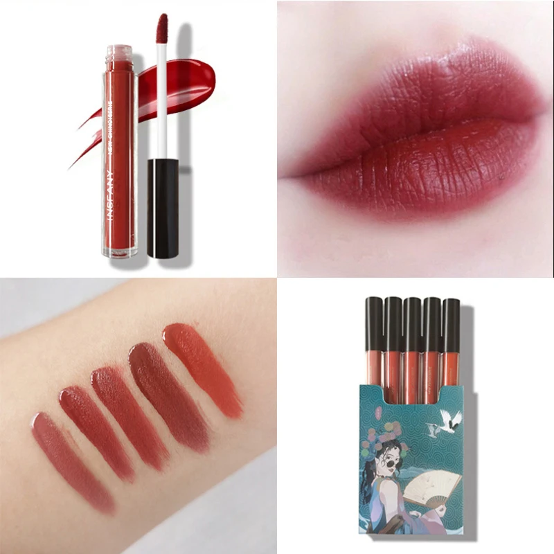 INSFNY для губ 5 цветов матовая помада макияжа с антипригарным покрытием чашки не