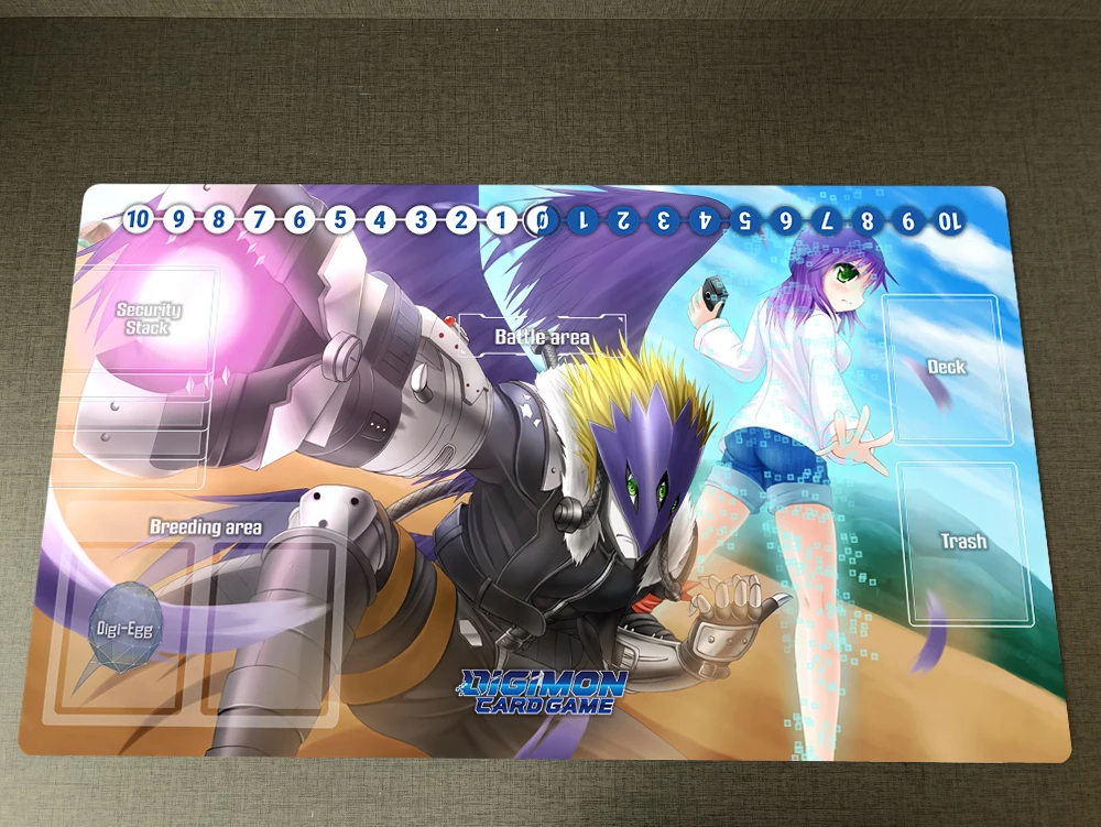 

Anime DTCG Playmat Digimon Beelzemon Trading Card Game TCG CCG Mat & Zones Mousepad Desk Mat & Free Bag Anti-slip Pad 60x35cm