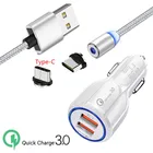 Магнитный кабель типа C для Oppo Reno BLU G9 LG G6 HTC 10 EVO QC 3,0 USB светодиодное быстрое автомобильное зарядное устройство для Samsung S8 A50 Google Pixel 3a 3 XL