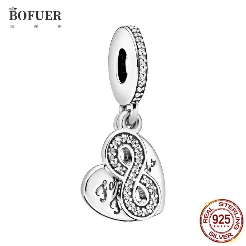 

2021 New Sale 925 Sterling Silver Forever Friends Heart Dangle Charm fit Original Pandora Bracelet Silver 925 Jewelry Making