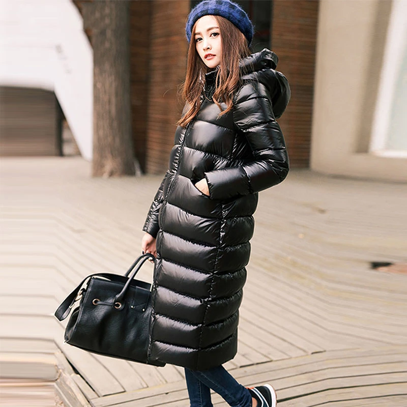2021 размера плюс 90% белая куртка на утином пуху женское плотное длинное зимнее
