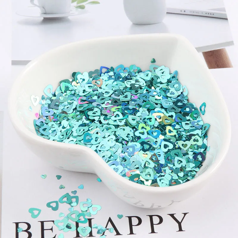 

10g Ultra-Thin 5mm Hollow Love Nail Sequins PET Paillettes 3D Nail Art Ornament Sequin DIY Wedding Craft Lentejuelas Accessories