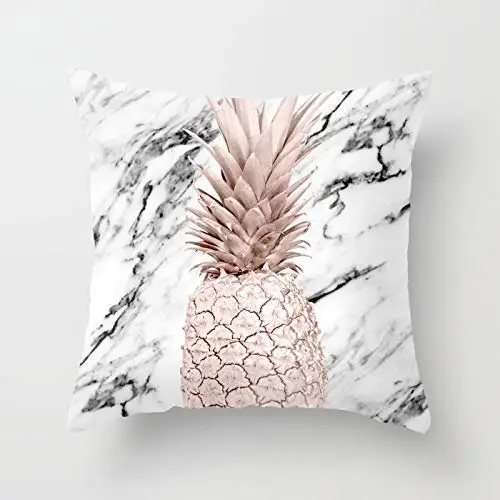 

Soft Cotton Square Decorative Throw Pillow Case Cover Cushion Cover Great Home Decor Gift inch - Rose Gold Pineapple On Black