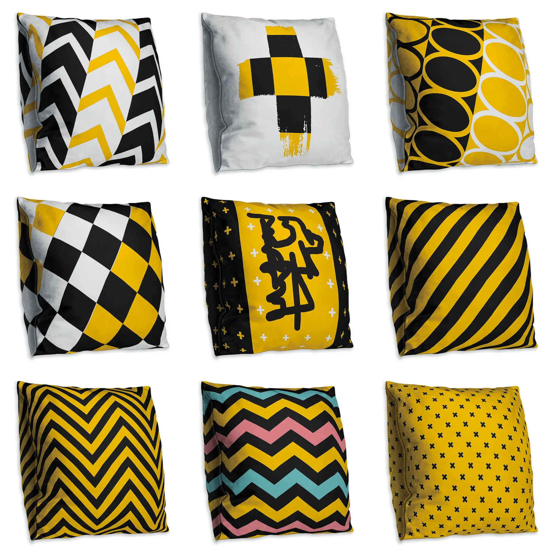 

Желтый Двухсторонний чехол для подушки с принтом, полиэстер, декоративный чехол для дивана, мягкий чехол для подушки 45x45 см, домашний декор