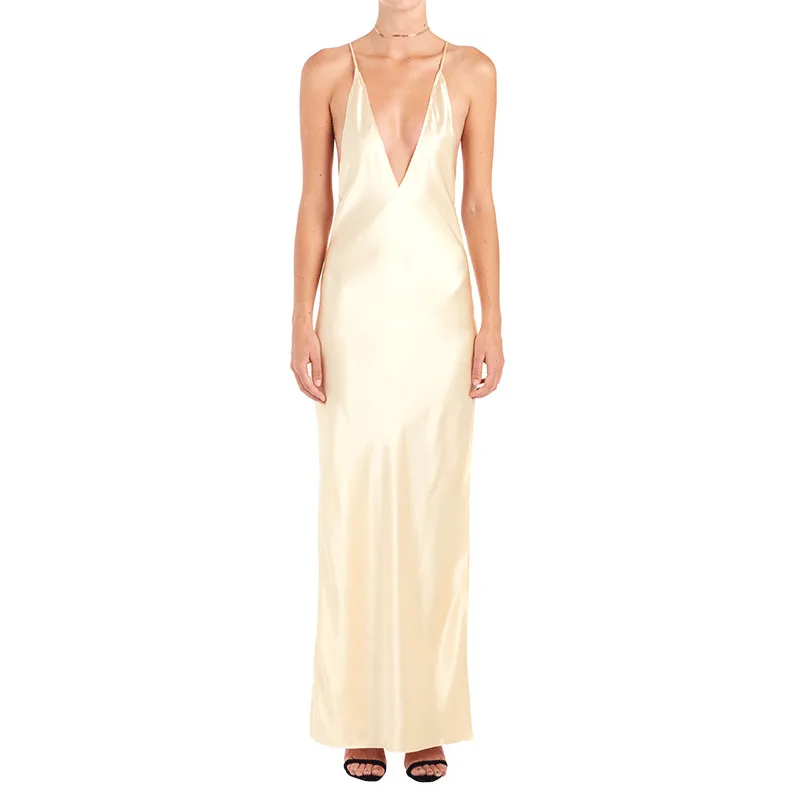 Robe longue de plage, dos nu, Sexy, ajourée, bretelles Spaghetti, robe de bal, été, 2021
