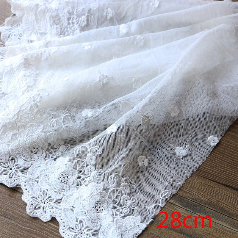 1 ярд Высокое качество 28 см Снежинка простая марля вышивка кружева платье