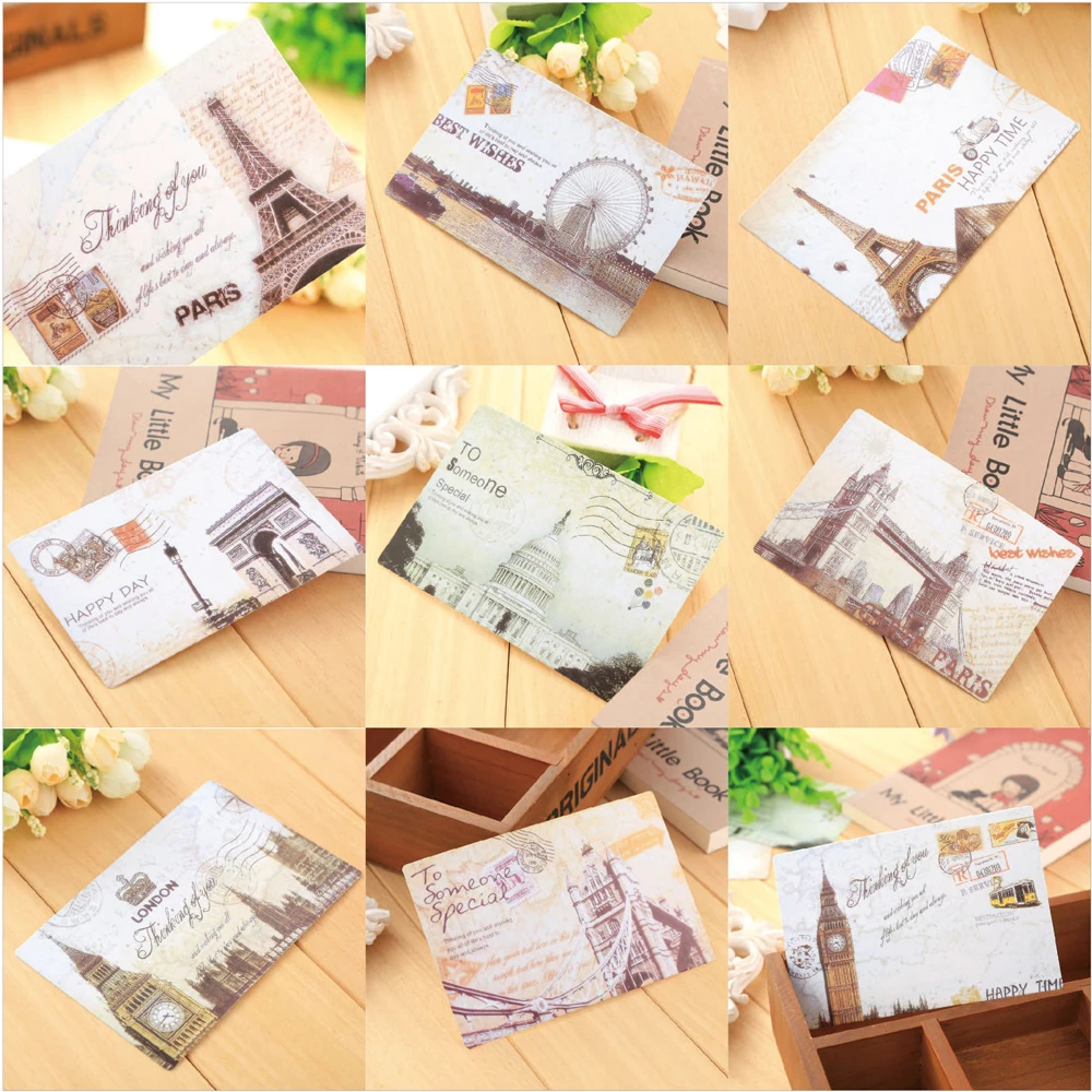 Винтажные открытки DouFan 9 шт./лот ретро Европейская открытка здания Парижа Лондона