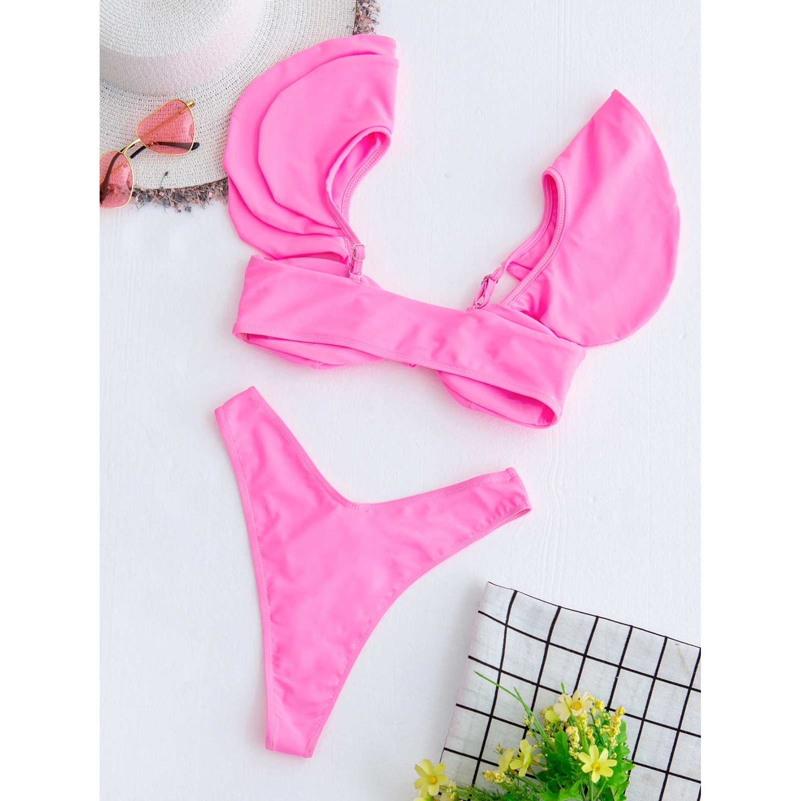 Для женщин пикантные однотонные из двух частей комплекты бикини 2021 танкини