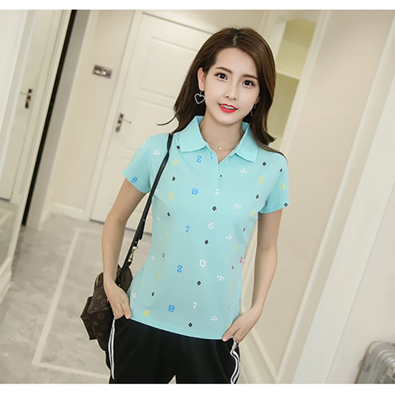 Женская свободная хлопковая рубашка поло размера плюс Летняя туника розового