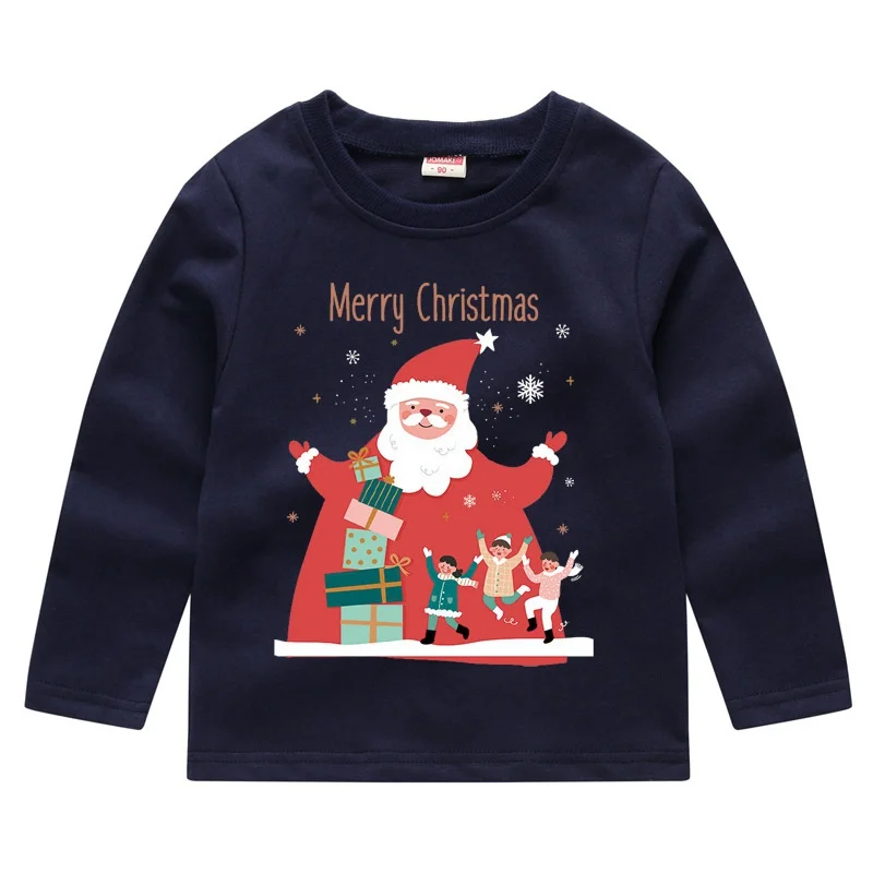 Style 17 Для детей Рождественская Толстовка для маленьких мальчиков и девочек, забавные рождественские печати пуловер с круглым вырезом и длинными рукавами, толстовка, свитер Осень Топы - Цвет: Style 17