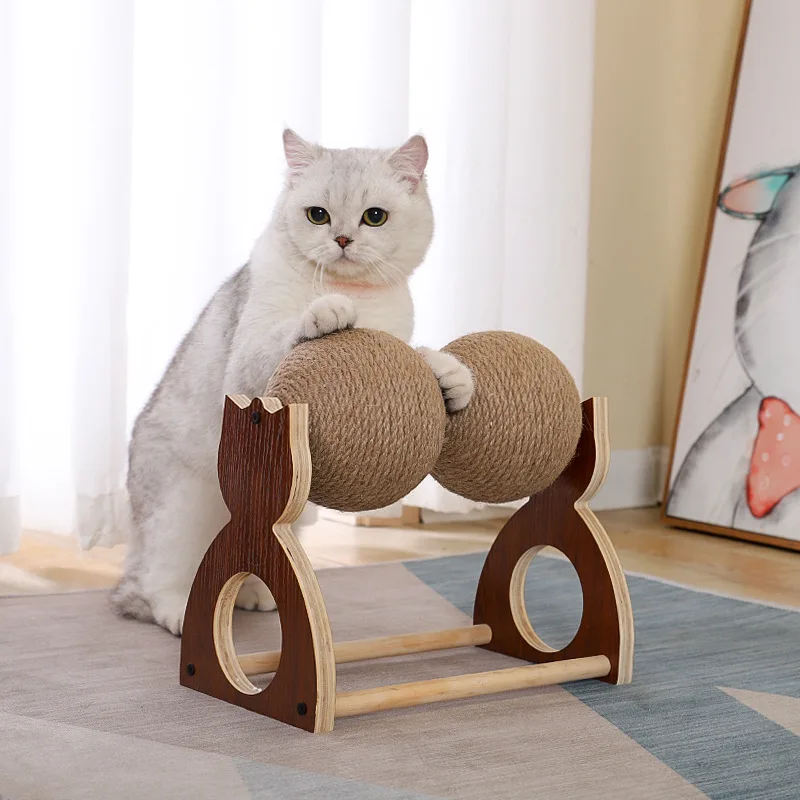 

Cat Toy Grind the claws Solid wood sisal ball Brand New Cat Scratcher Toys Scratching Kitten Frame Scratching Post