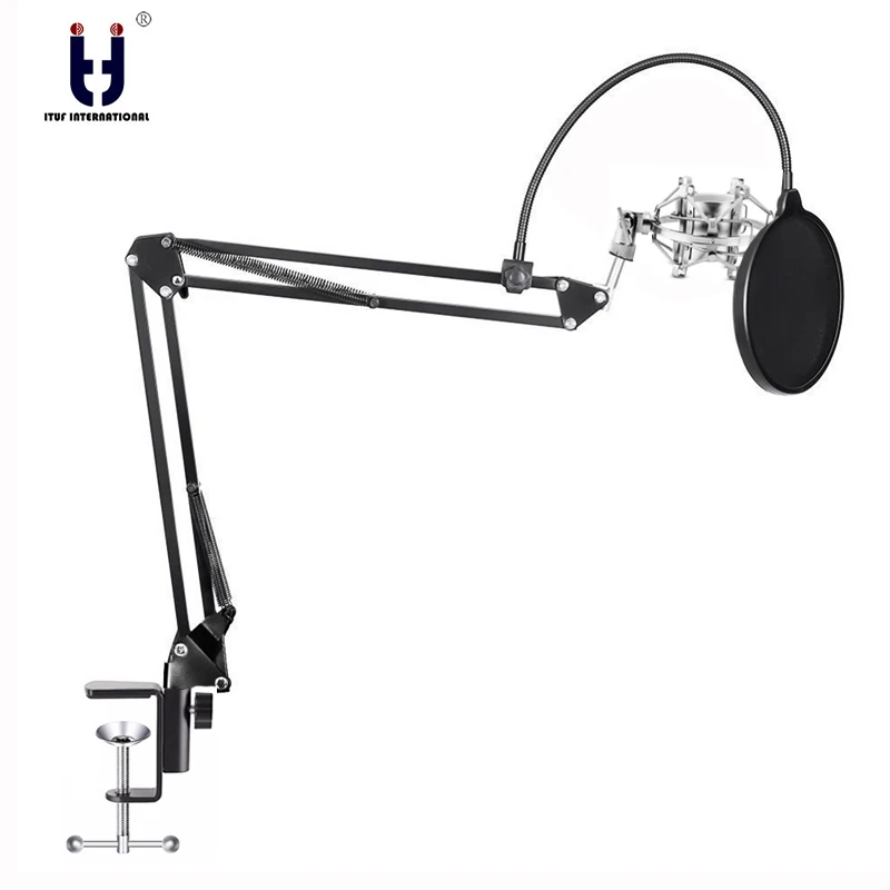 Металлическая выдвижная стойка для записи микрофона ножничный держатель с