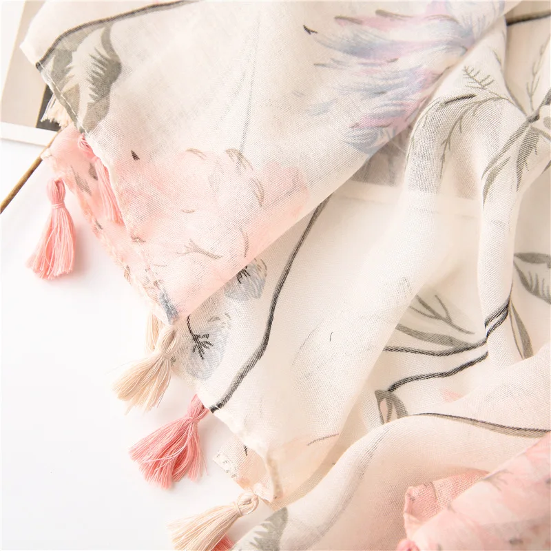 Новинка 2021 шарф с цветочным принтом мусульманские хиджабы кисточками модные