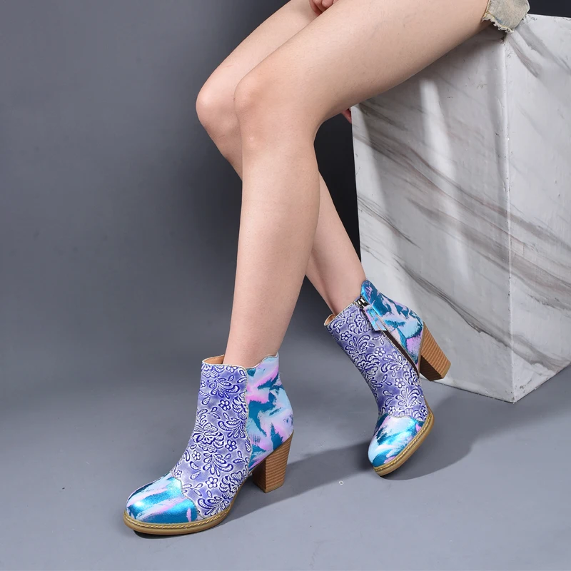 Новый стиль женская обувь ботильоны из натуральной кожи ручной работы