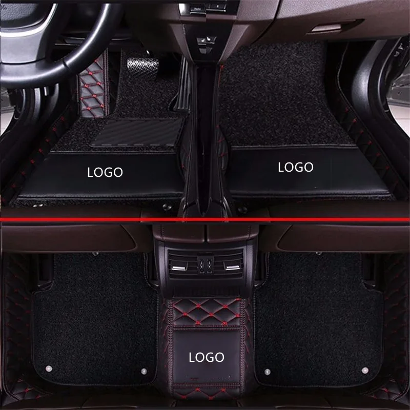 

Custom Fit Car Floor Mats Waterproof Leather ECO friendly Material For Specific Car Double Layers Full set With Logo JD001