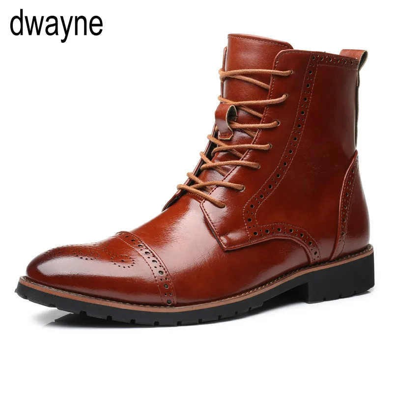 Мужские кожаные ботинки в стиле броги Классические мужские на осень и зиму