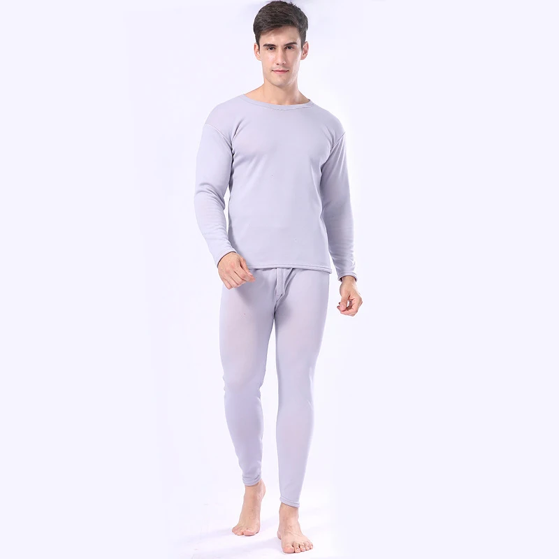 Men Light Gray Perfering, плотные бархатные зимние комплекты термобелья для женщин, мужчин, вторая кожа, зимние теплые кальсоны для влюбленных, Термоодежда - Цвет: Men Light Gray