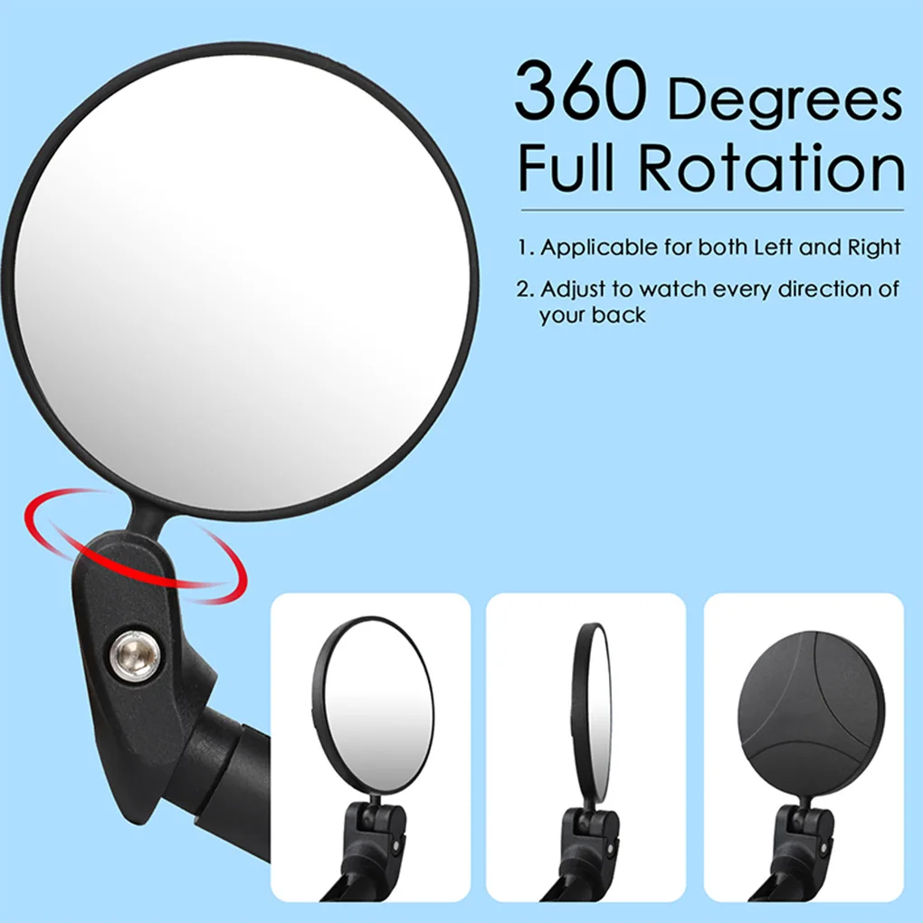 

360 Degrees Rotatable Bike Rearview Mirror Handlebar Mounted Folding Adjustable General Convex Reflective Mirror Bicycle Part